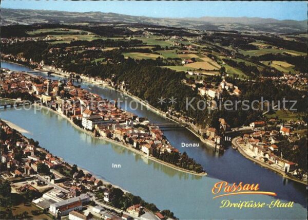 Passau Dreiflüsse Stadt Fliegeraufnahme