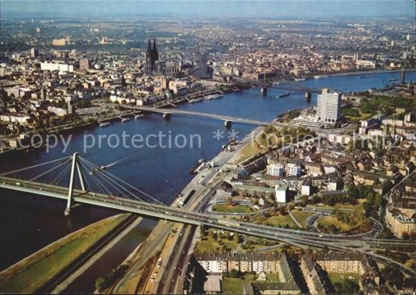 Koeln Rhein mit Dom Severinsbrücke Deutzer Hohenzol