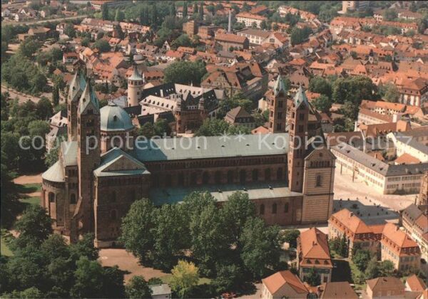 Speyer Rhein mit Kaiserdom Fliegeraufnahme