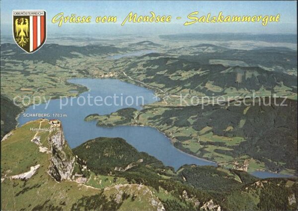 Mondsee Salzkammergut Fliegeraufnahme Schafberg Irrsee