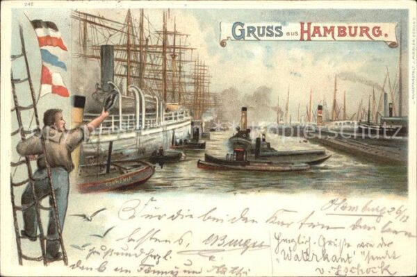 Hamburg Hafenpartie Illustration