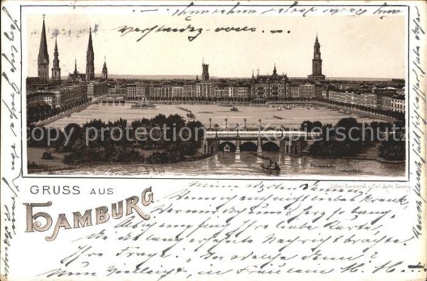 Hamburg Reesendammsbrücke und Alsterarkaden
