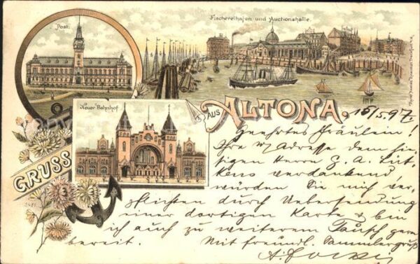 Altona Hamburg Post Fischereihafen und Auktionshalle N