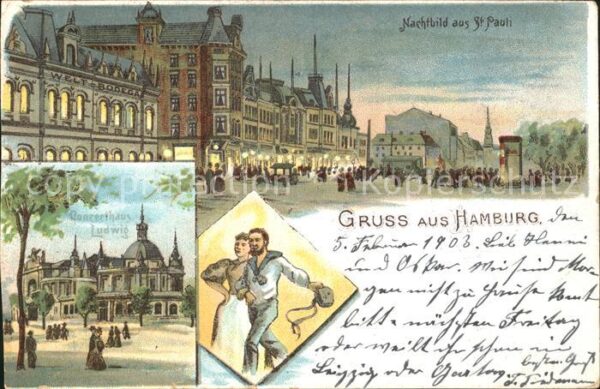 Hamburg St Pauli bei Nacht Concerthaus Ludwig