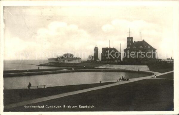 Cuxhaven Nordseebad Blick vom Seedeich