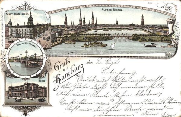 Hamburg Postgebäude Alster Bassin Lombardsbrück
