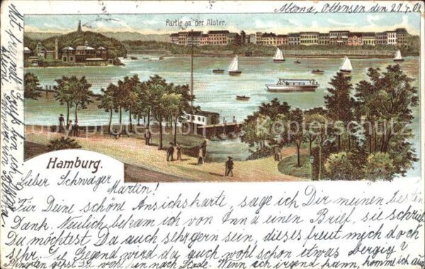 Hamburg Alsterpartie Segelschiffe
