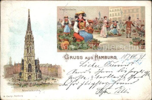 Hamburg Vierländerin Hopfenmarkt Nicolaikirche