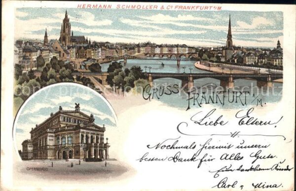 Frankfurt Main Panorama Mainbrücke Opernhaus