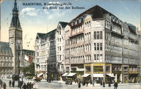 Hamburg Mönckebergstrasse mit Rathaus