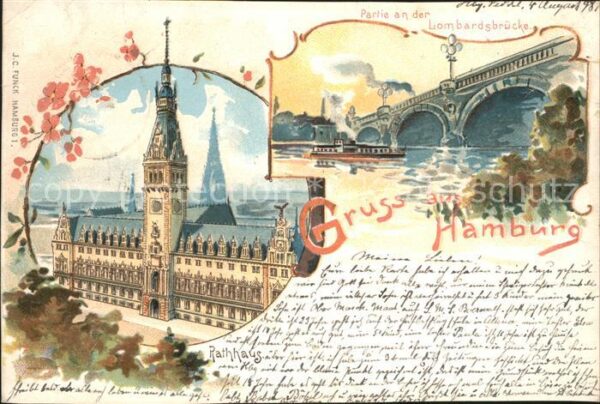 Hamburg Lombardbrücke Rathhaus