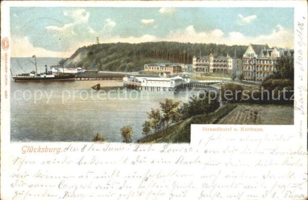 Gluecksburg Ostseebad Strandhotel und Kurhaus Dampfer Anleges
