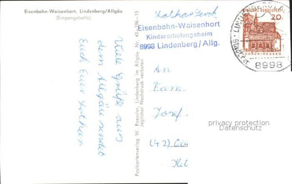 Lindenberg Allgaeu Eisenbahn Waisenhort Eingangshalle – Bild 2