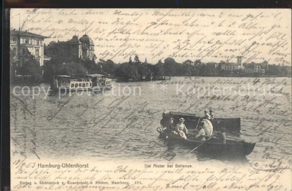 Uhlenhorst Die Alster bei Bellevue Bootspartie Fah