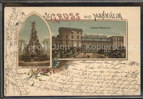 Mannheim Schloss Rheinseite Denkmal auf dem Para