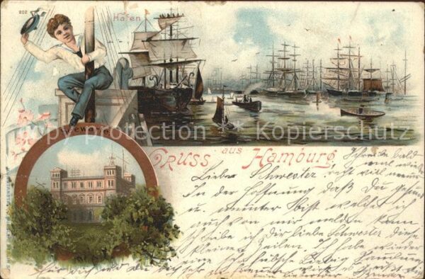Hamburg Hafen Segelschiffe Matrose Seewarte