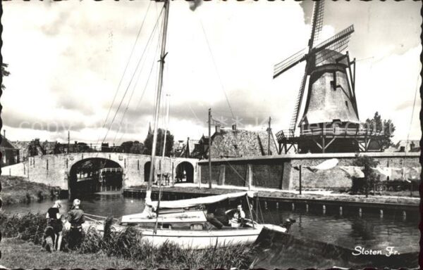 Windmuehle Sloten Segelboot