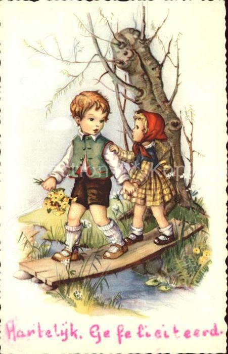 Kinder Child Enfants Blumen Glückwunsch Baum