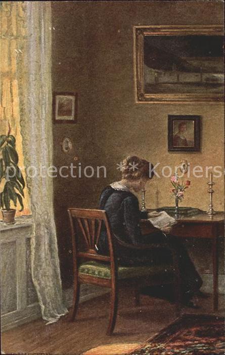 Kuenstlerkarte H. Hilsoe Ein sonniger Winkel Dänische