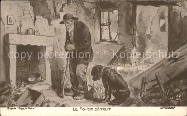 Verlag Noyer (AN Paris) Nr. 523 Le Foyer detruit A. Galland Hund Ka