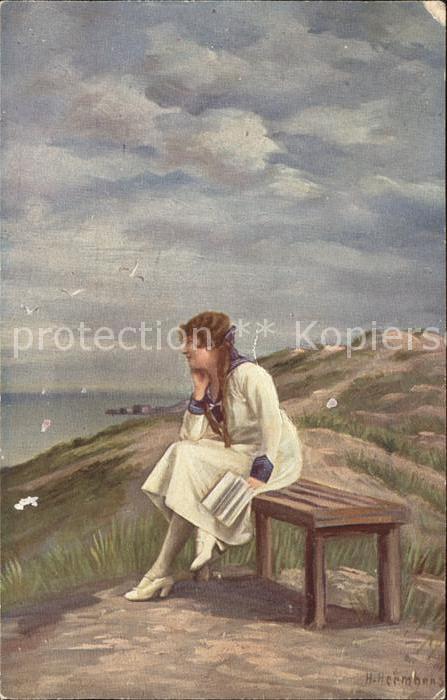 Kuenstlerkarte H. Hermanns Am Meeresstrand Meistergale