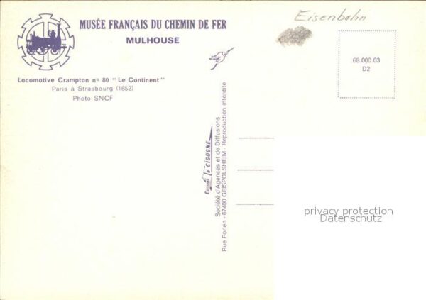 Lokomotive Crampton Nr. 80 Le Continent Musee Mulh – Bild 2
