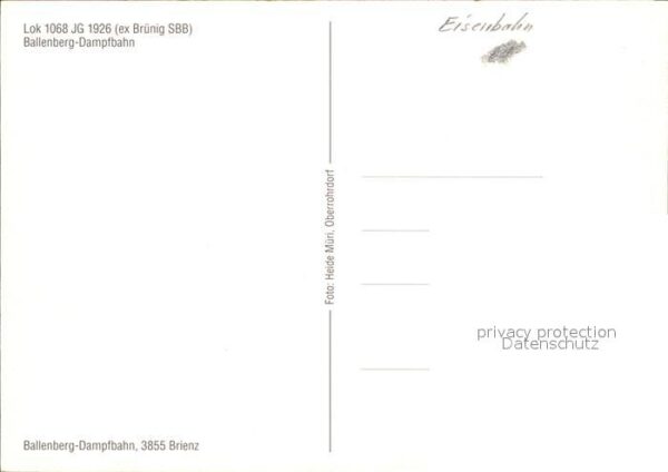Lokomotive Lok 1068 JG 1926 ex Brünig SBB Ballenbe – Bild 2