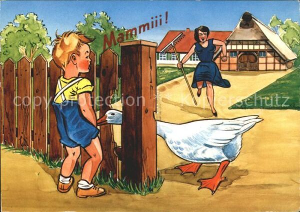 Humor Gans Kind Mutter Rechen