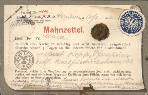 Humor Mahnzettel Amicitia Freundschaft