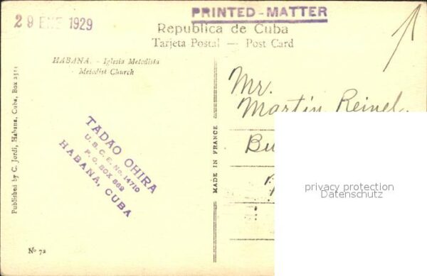 Habana Havana Iglesia Metodista Kirche Stempel auf AK – Bild 2