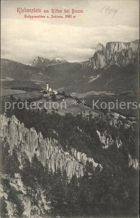 Klobenstein Ritten Panorama Erdpyramiden und Schlern Dolom