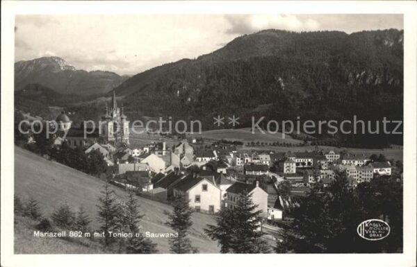 Mariazell Steiermark Gesamtansicht mit Tonion und Sauwand Mü