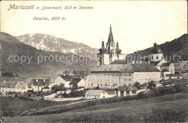 Mariazell Steiermark Basilika mit Ötscher Ybbstaler Alpen