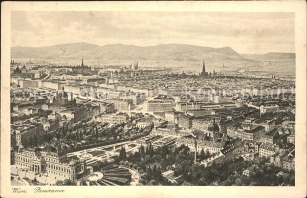 Wien Panorama Künstlerkarte Zeichnung von Pr