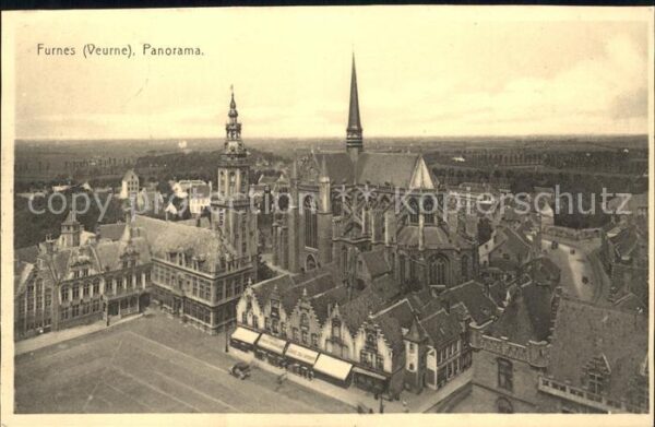 Furnes Veurne West-Vlaanderen Belgie Panorama Eglise