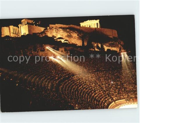 Athenes Athen Herodes Atticus Odeum beleuchtet Tempel