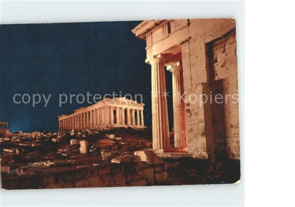 Athenes Athen beleuchtete Akropolis Parthenon und Pro