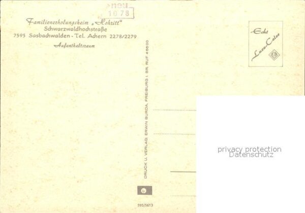 Sasbachwalden Familienerholungsheim Hohritt Aufenthal – Bild 2