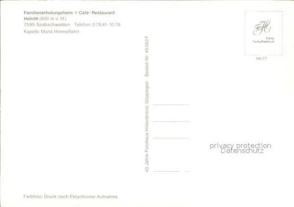 Sasbachwalden Familienerholungsheim-Cafe-Restaurant H – Bild 2