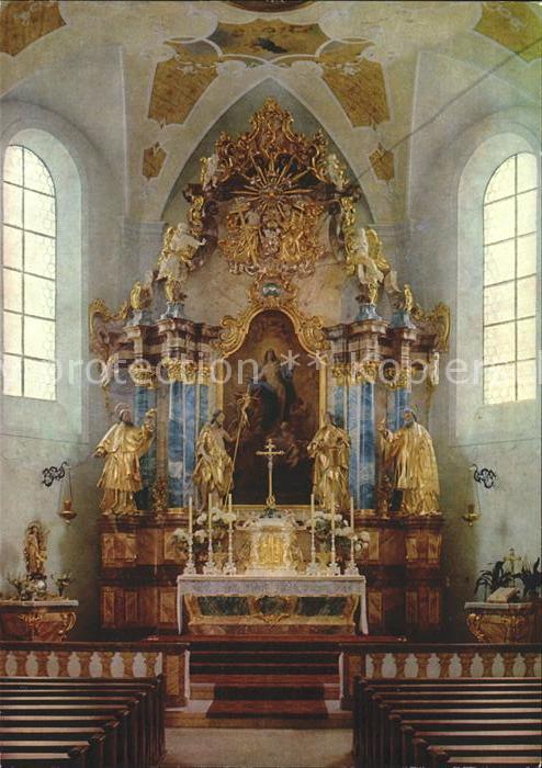 St Maergen Wallfahrtskirche Hochaltar Figurenschmu