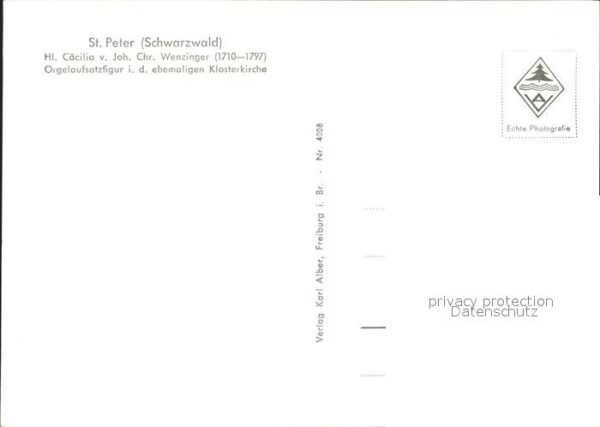 St Peter Schwarzwald Heilige Cäcilia Orgelaufsatzfigur Klost – Bild 2