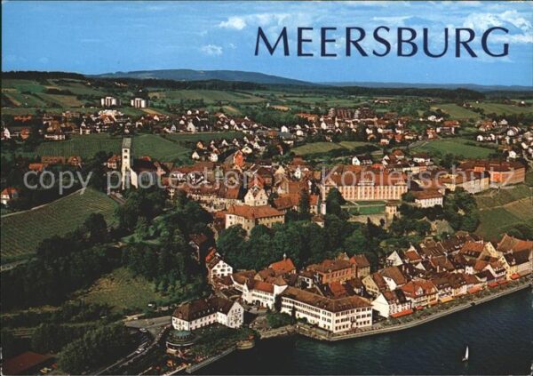 Meersburg Bodensee Fliegeraufnahme Teilansicht Segelboot