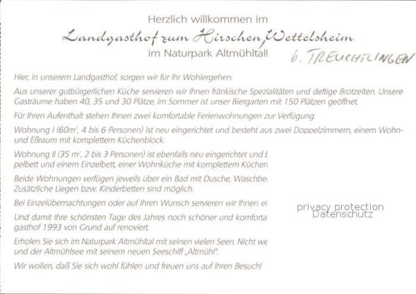 Wettelsheim Mittelfranken Landgasthof Hirschen – Bild 2
