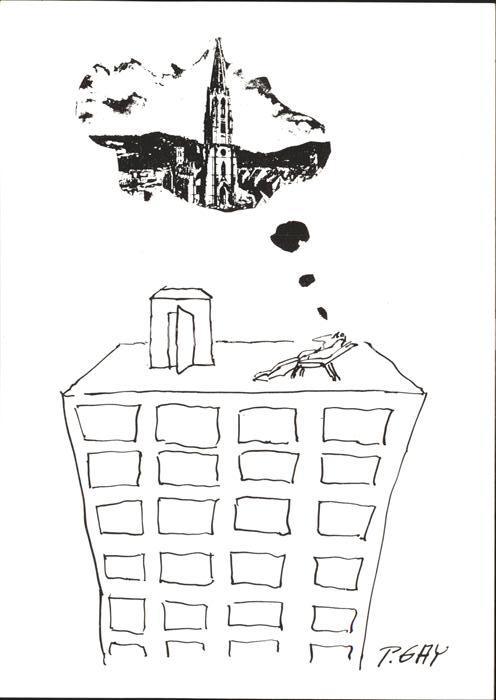 Freiburg Breisgau Künstlerkarte P. Gay Karikaturen Münste