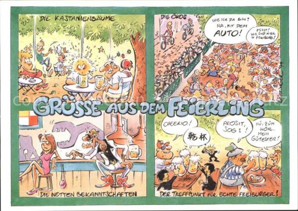 Freiburg Breisgau Feierling Karikaturen Kastanienbäume ne