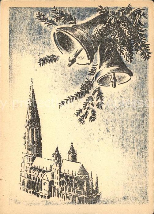 Freiburg Breisgau Münster Weihnachtsglocken Orig. Litho