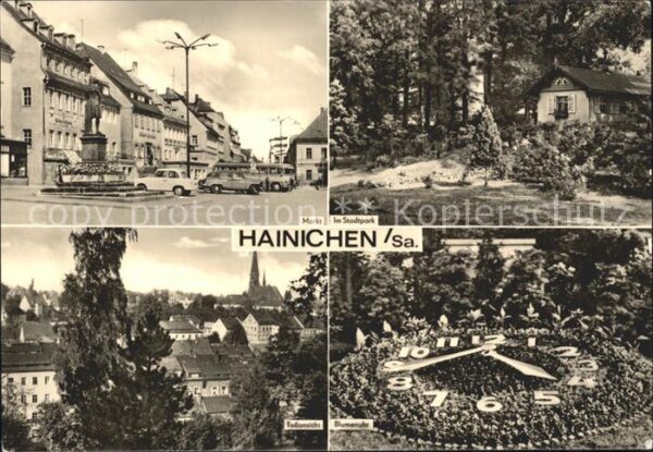 Hainichen Sachsen Markt Blumenuhr Stadtpark