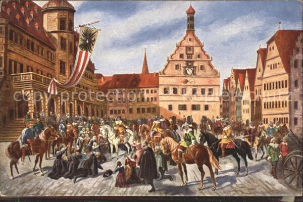 Rothenburg Tauber Einzug Tillys Künstlerkarte F. Birkmeye