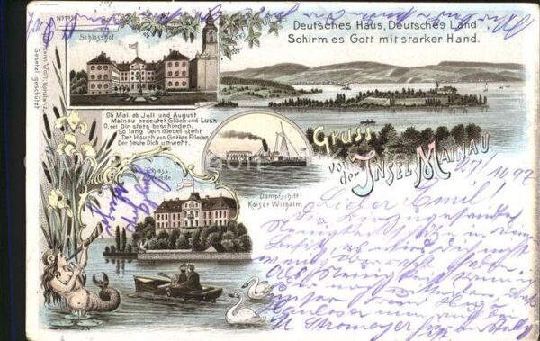 Insel Mainau Schlosshof Schloss Dampfschiff Kaiser W
