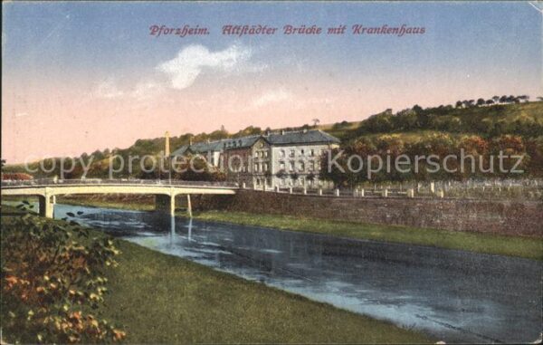 Pforzheim Altstädter Brücke mit Krankenhaus